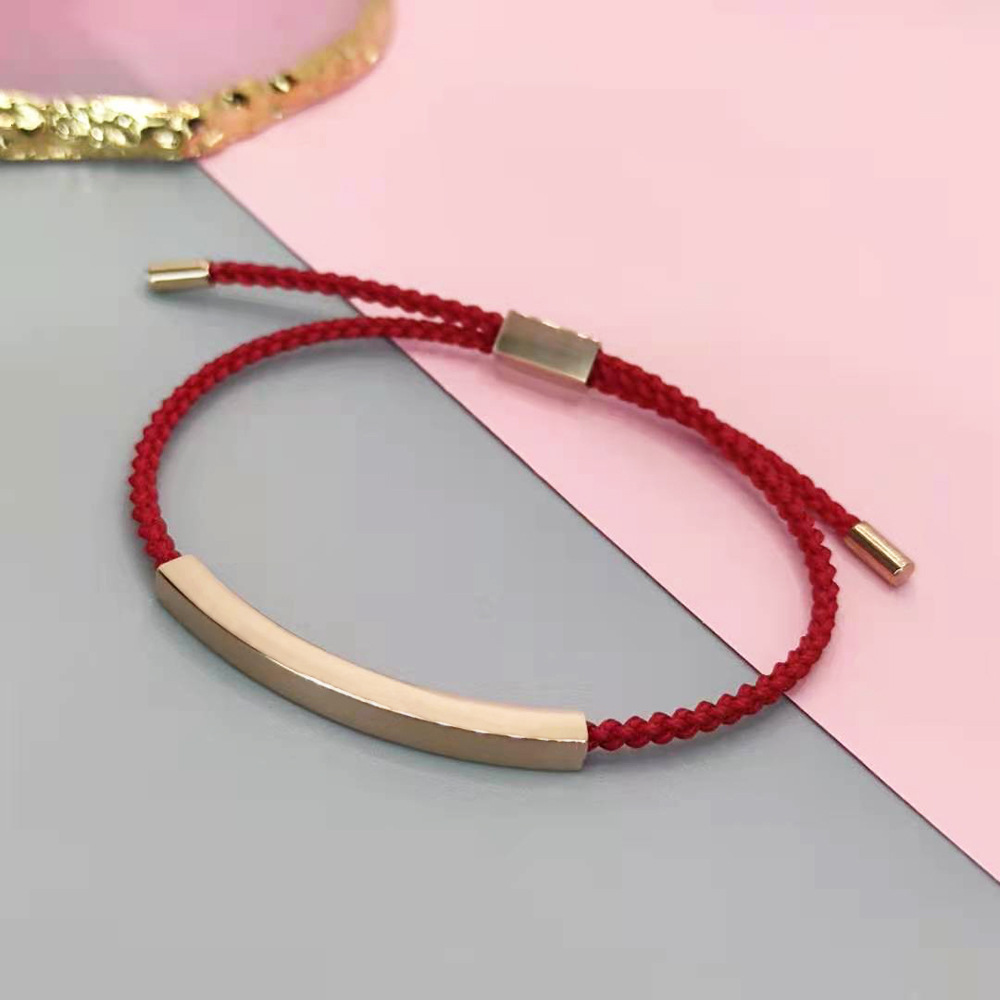 Rose gold + wine red rope