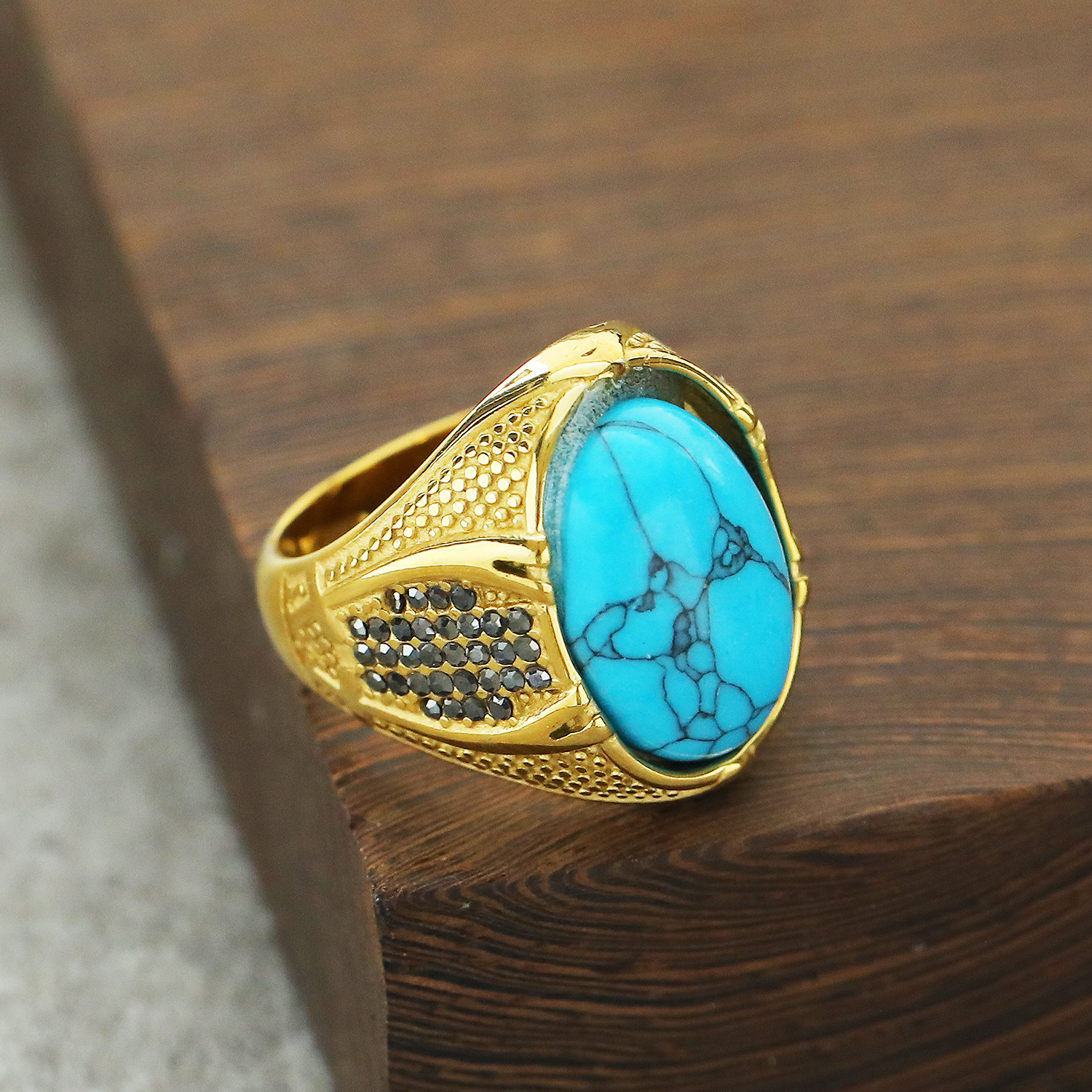 golden blue turquoise US Size #7