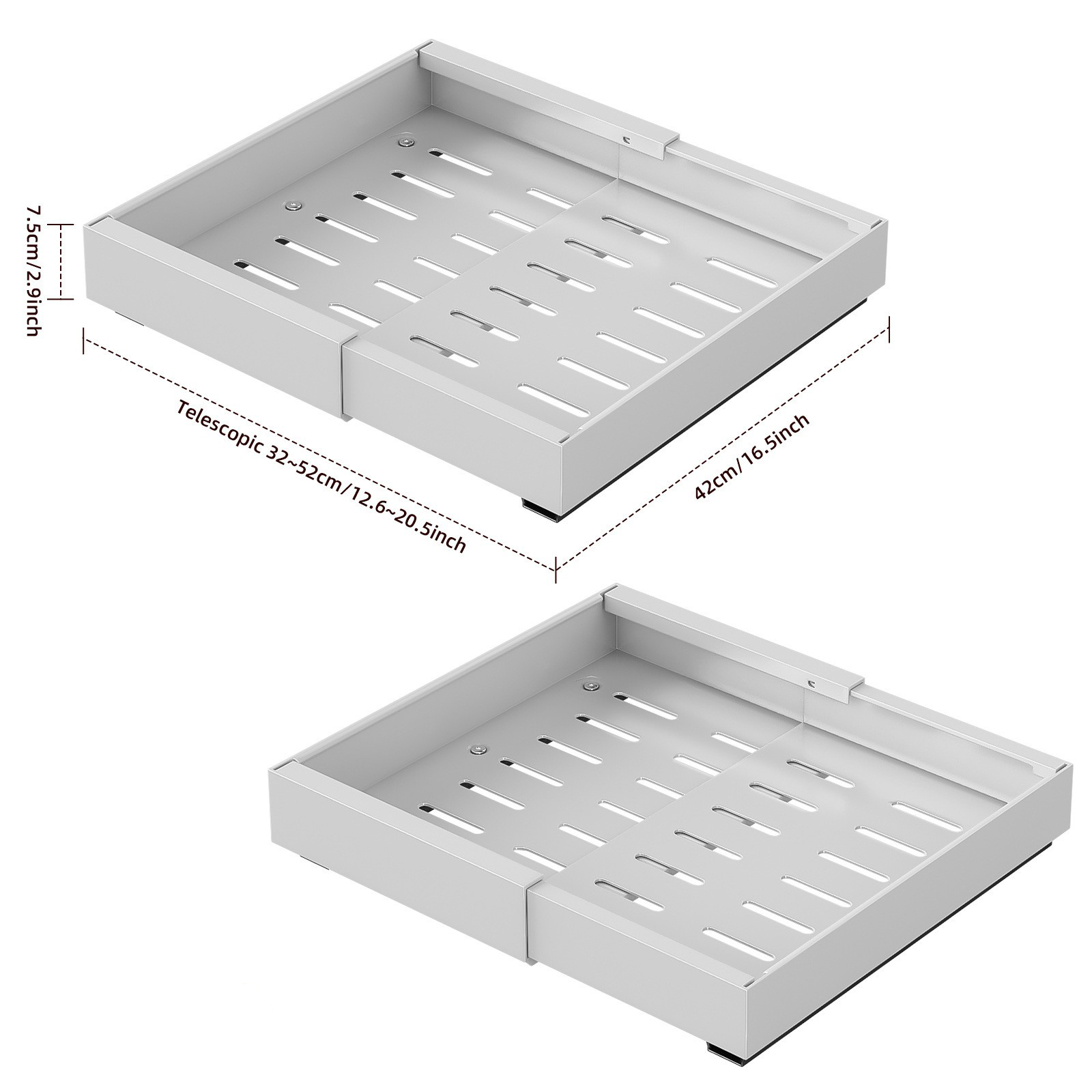 White small * Two equipped with telescopic pull tray three slides 32-52cm