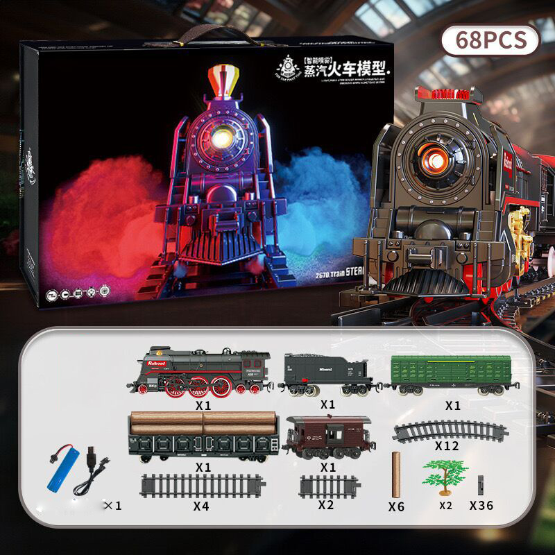 [68pcs ]620B retro steam train set-lithium battery pack