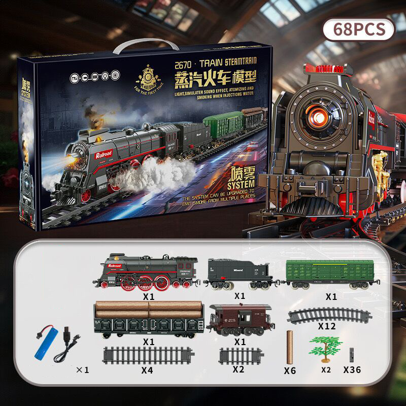 [68pcs ]622B retro steam train set-lithium battery pack