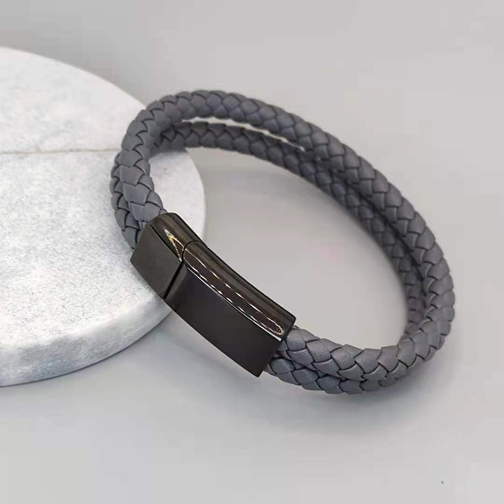 Black buckle grey leather