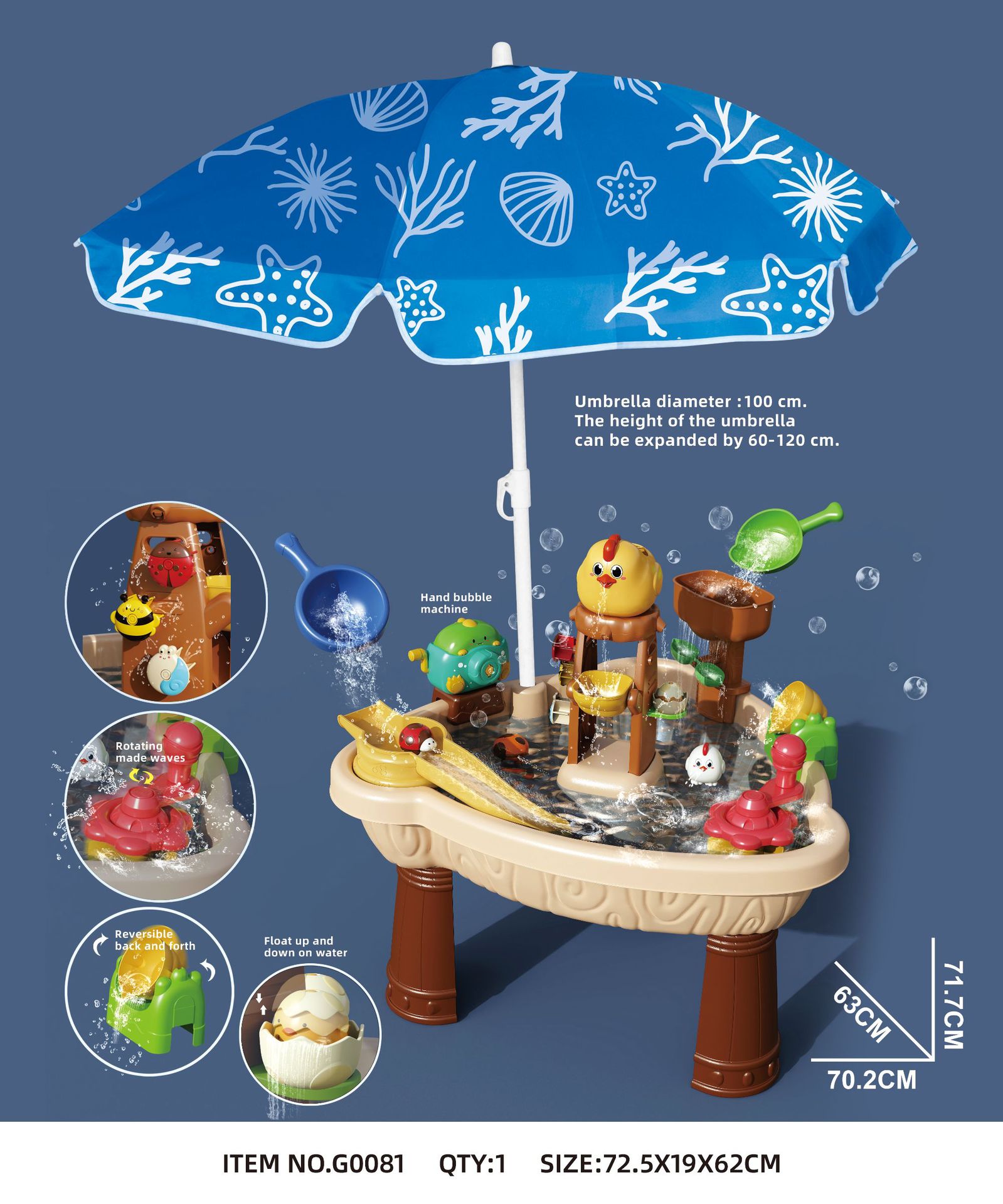 Outdoor water play set with Umbrella G0081 e-commerce box