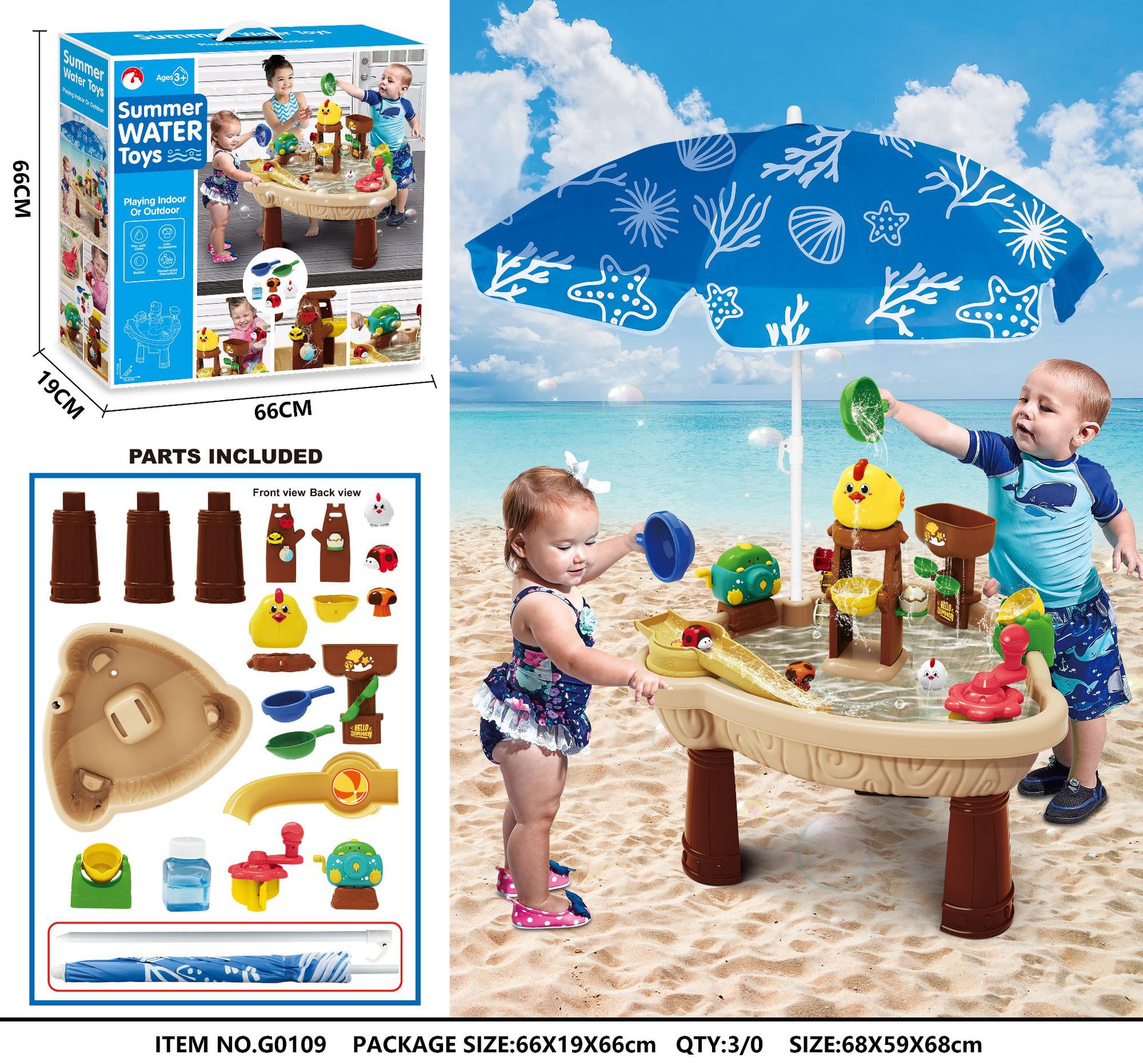 Outdoor water play set with umbrella G0109 English color box