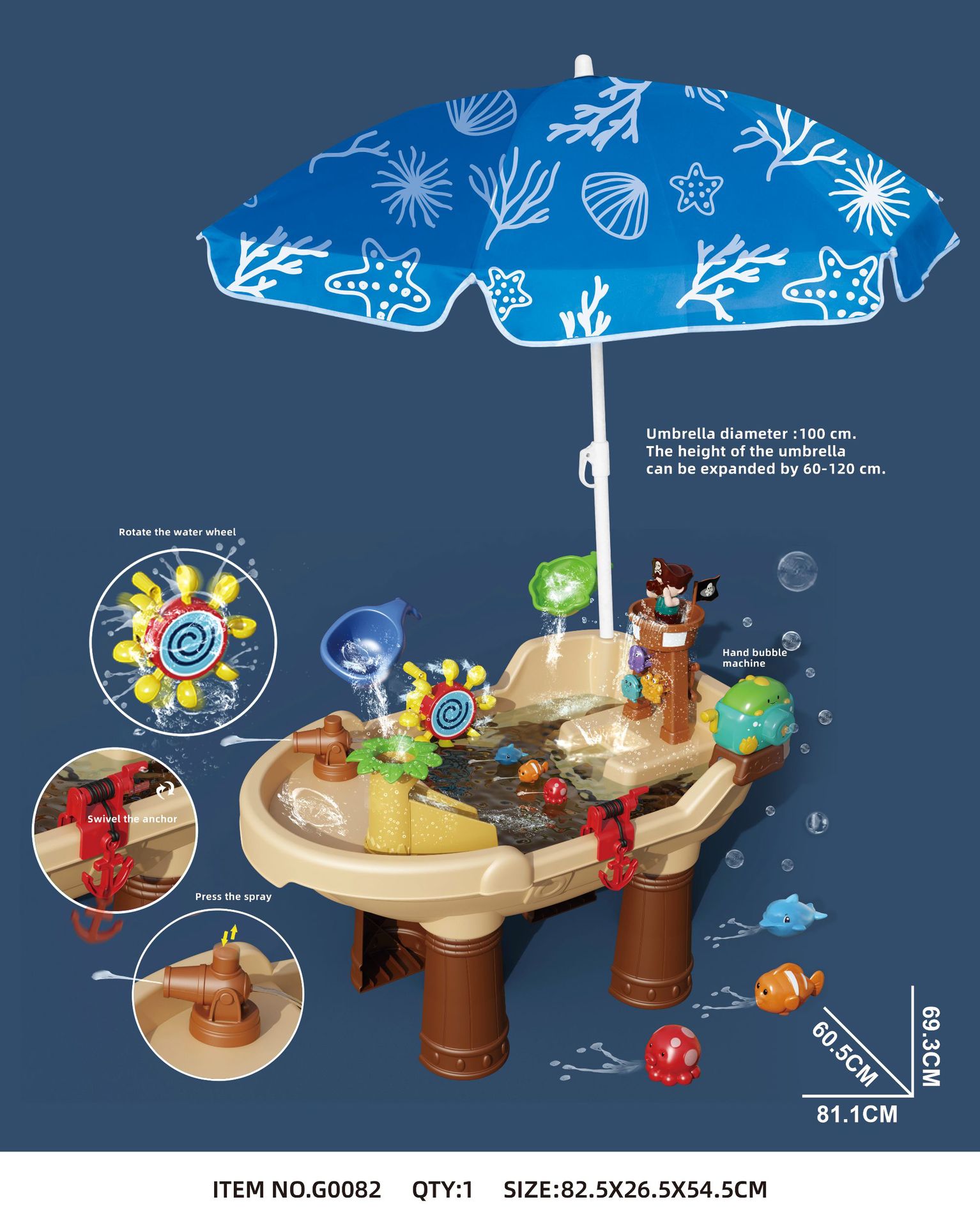 Pirate boat water suit with Umbrella G0082 e-commerce box