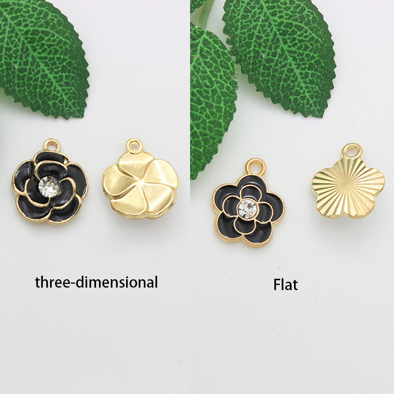 Black and diamond, three-dimensional flowers