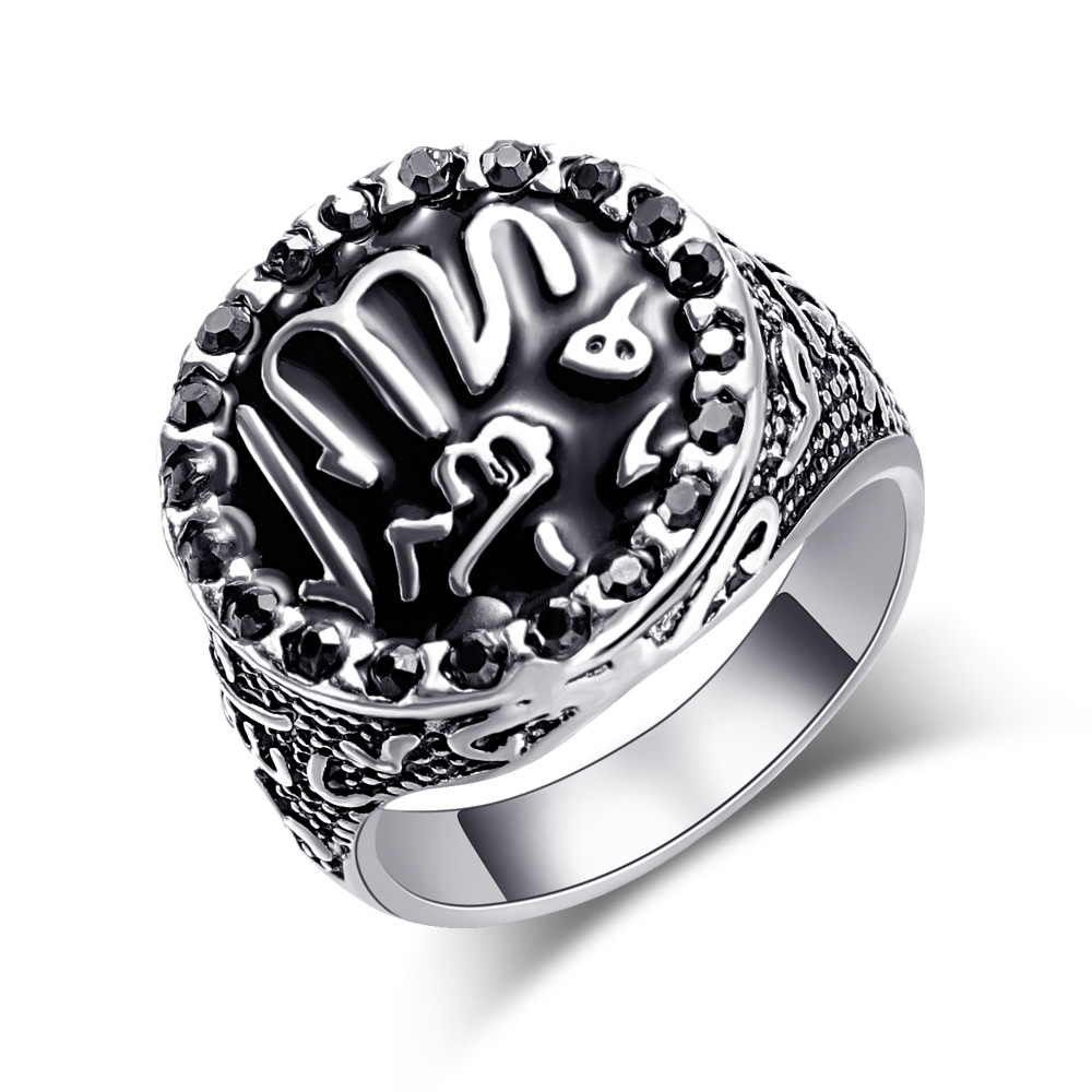 Antique silver - bright black diamond 7#