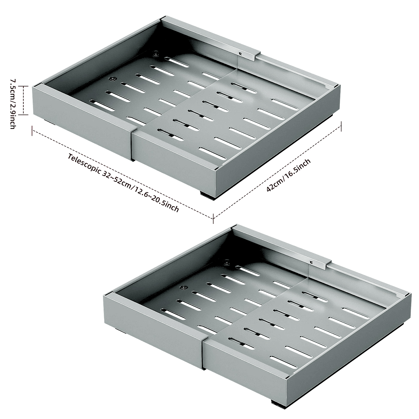 Gray small * two installation [telescopic pull tray three slides 32-52cm