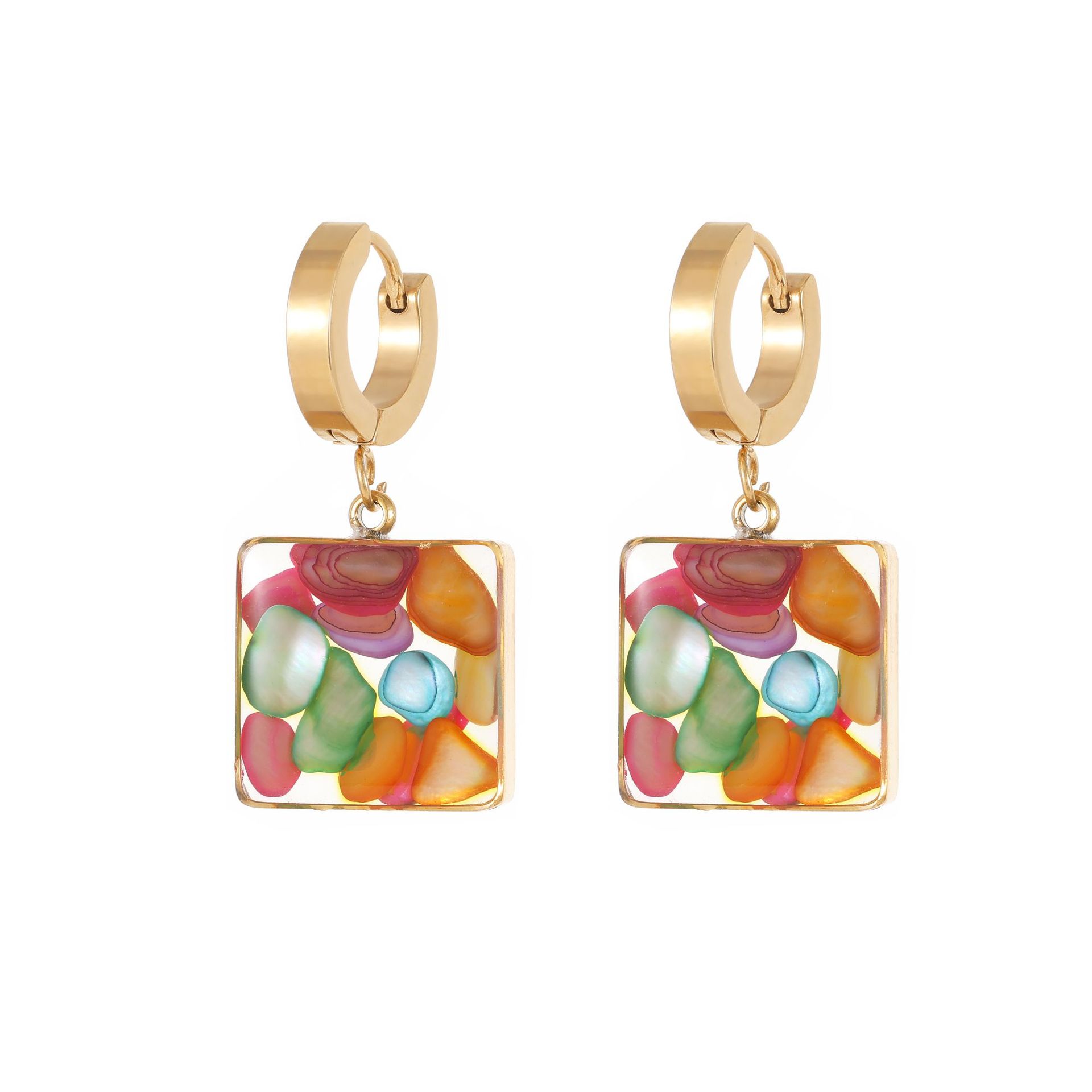 E1279-GO/Earring 11.7mm square 14.3*14.3mm