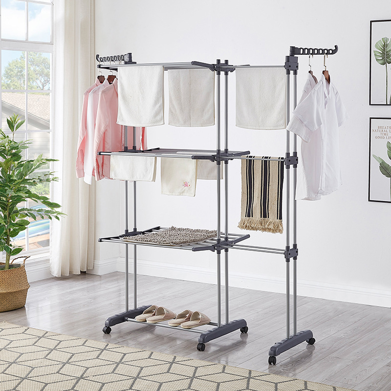 Gray retractable clothes hanger