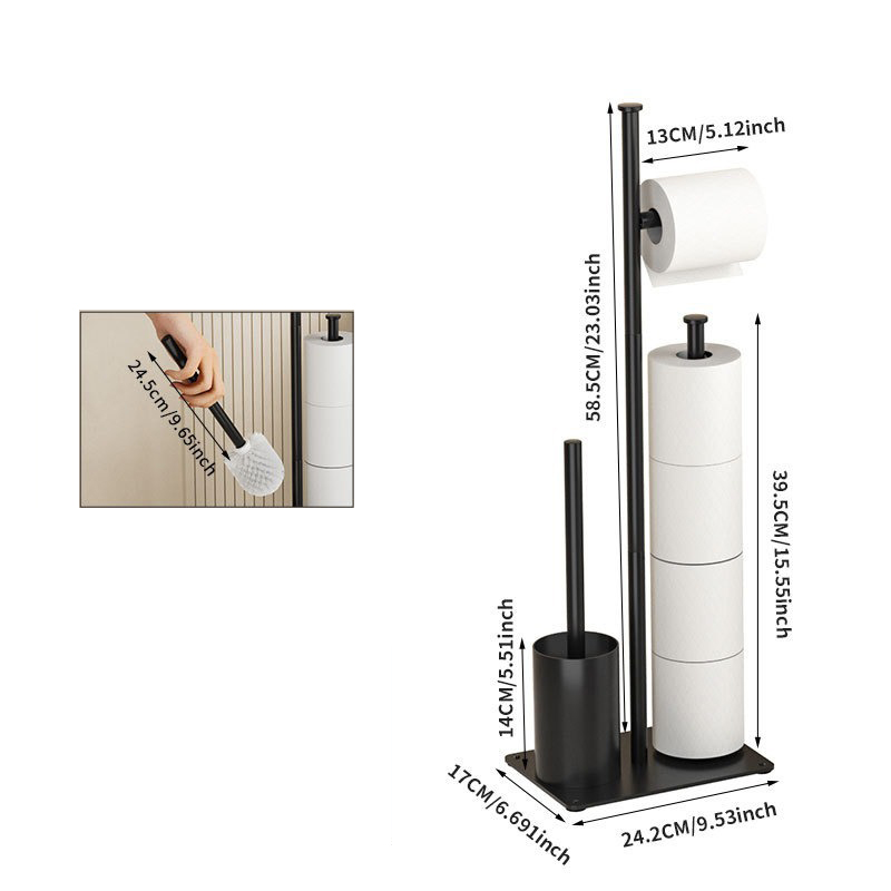 Double pole extension with toilet brush