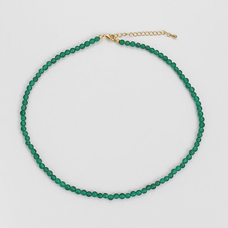 5:4mm green agate necklace