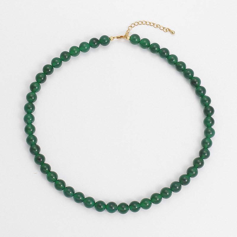 7:8mm green agate necklace