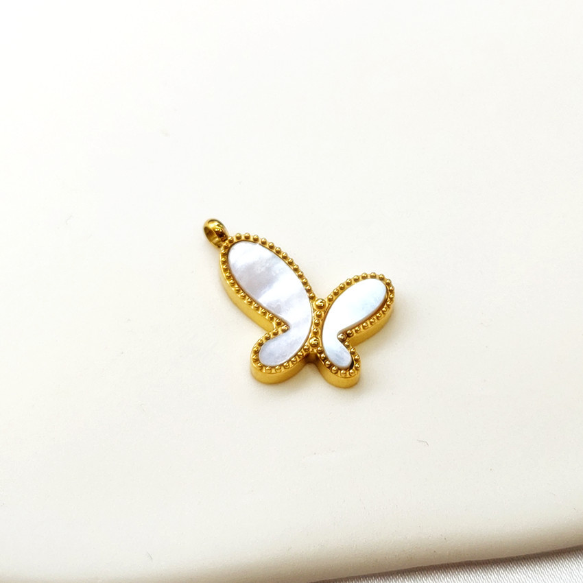 18K Gold Butterfly Pendant -15x13mm