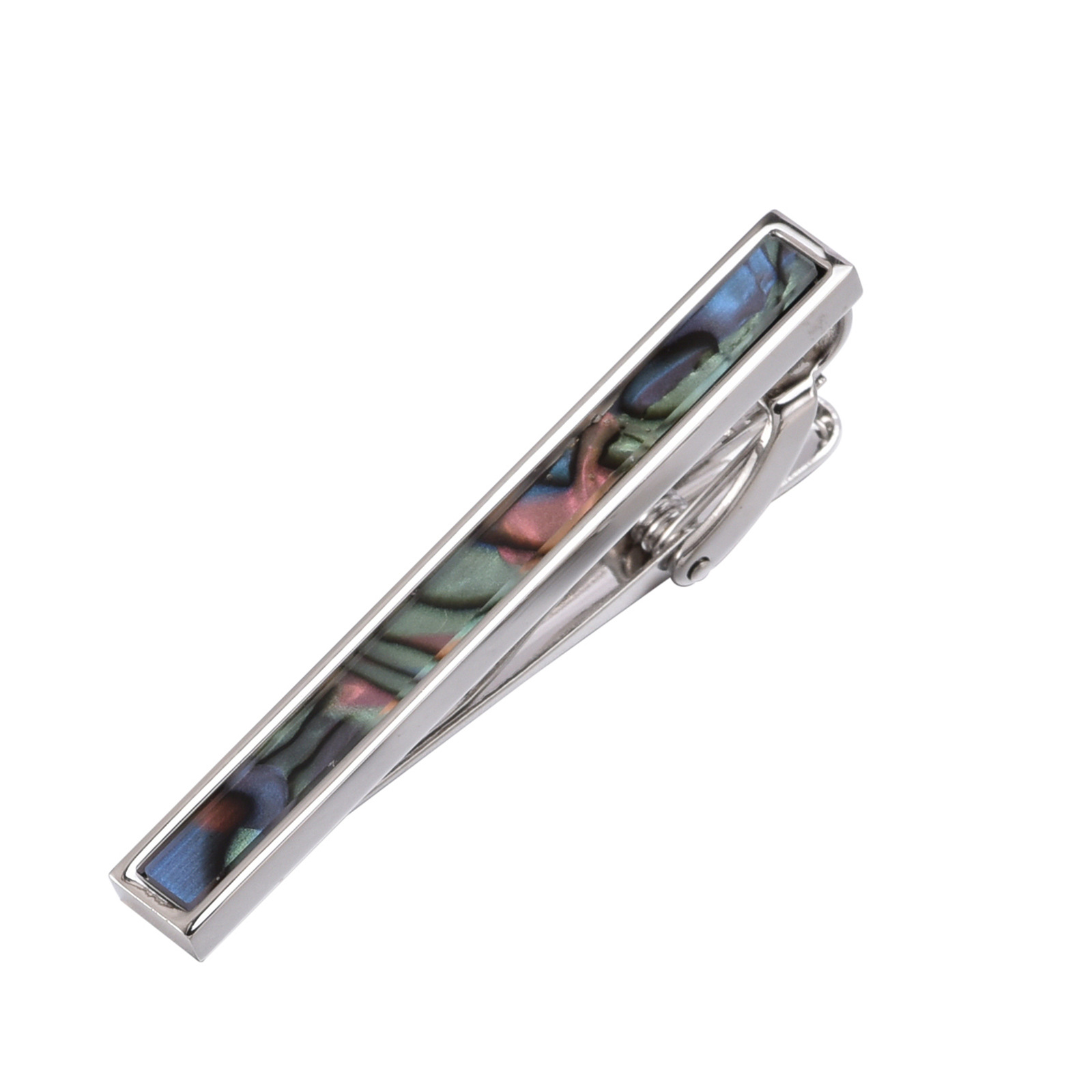 White steel colored bob tie clip