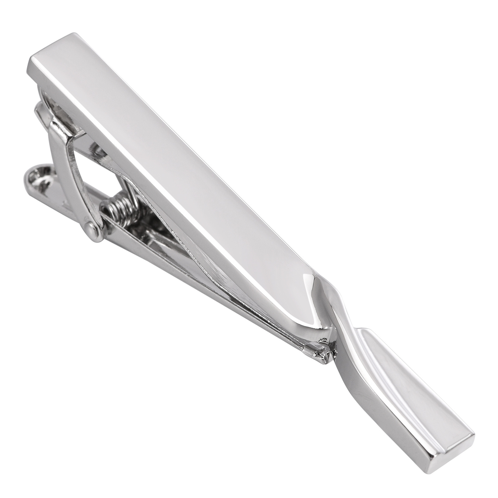 White steel kink tie clip 14k