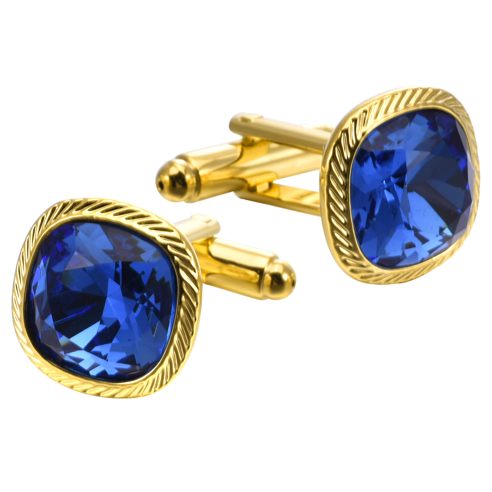 2:K gold square blue crystal zirconium