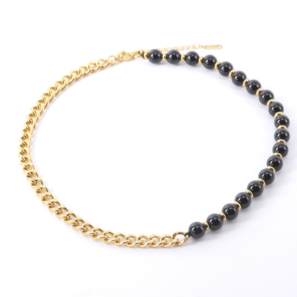 16:Black agate - Necklace