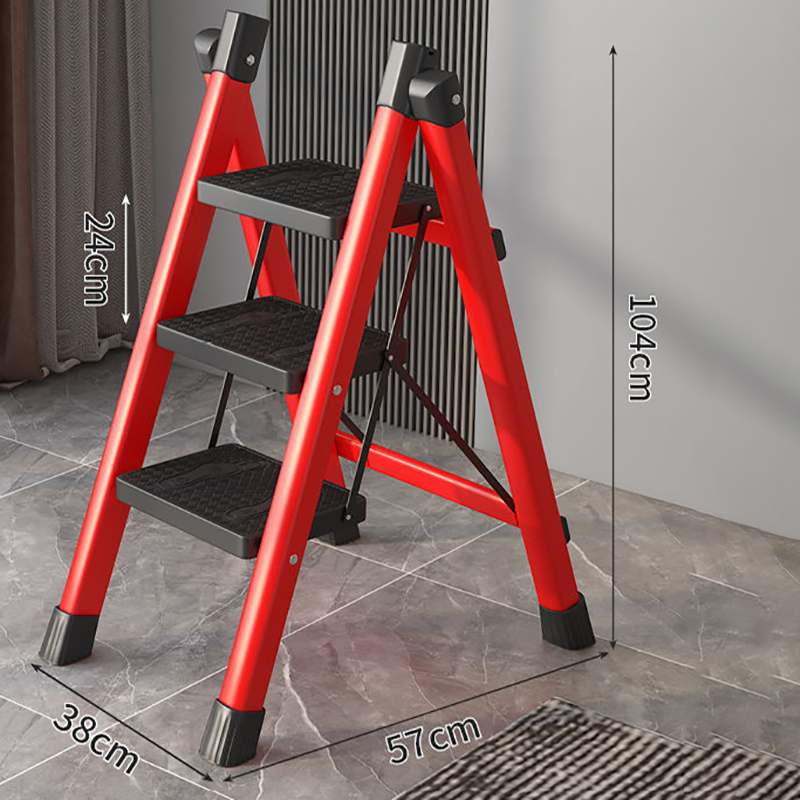 Red three-step ladder