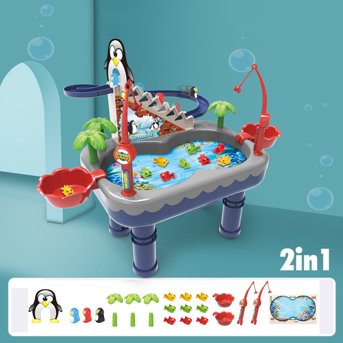 7713B Penguin Fishing Blue (English)