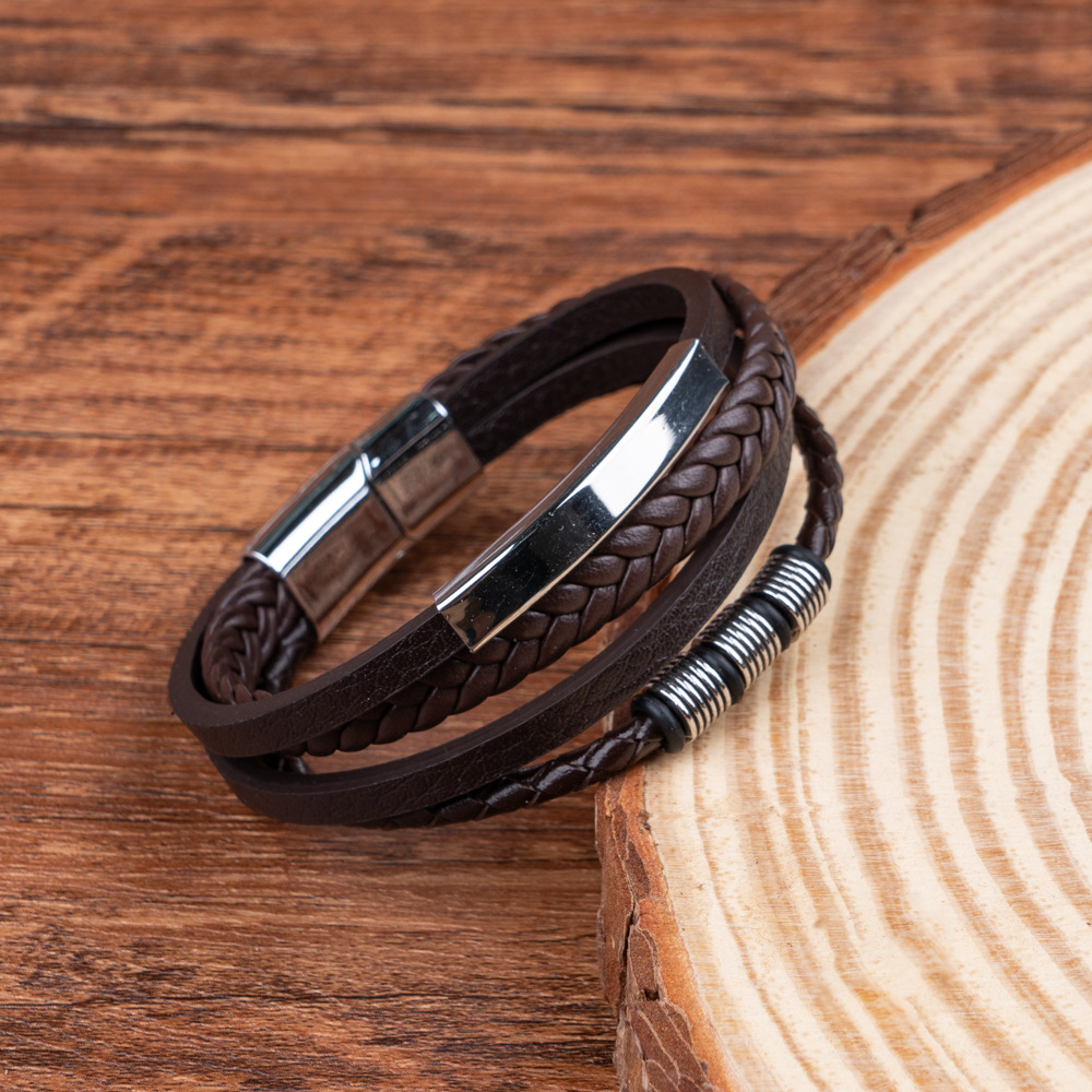 Brown leather and steel buckle