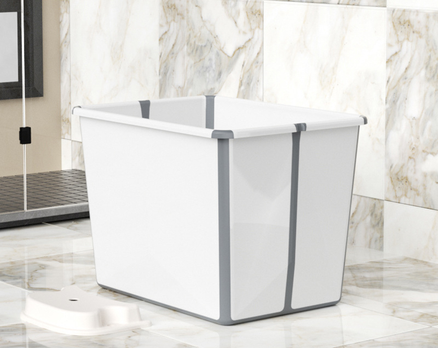 Solid white gray with bath stool