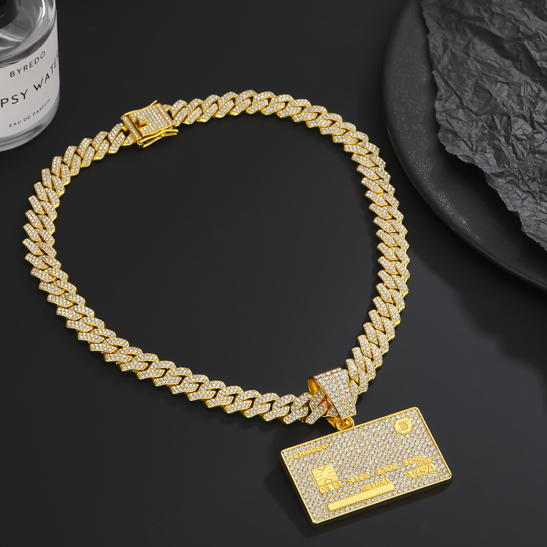 3:Pendant   Cuban Chain [gold] -50cm