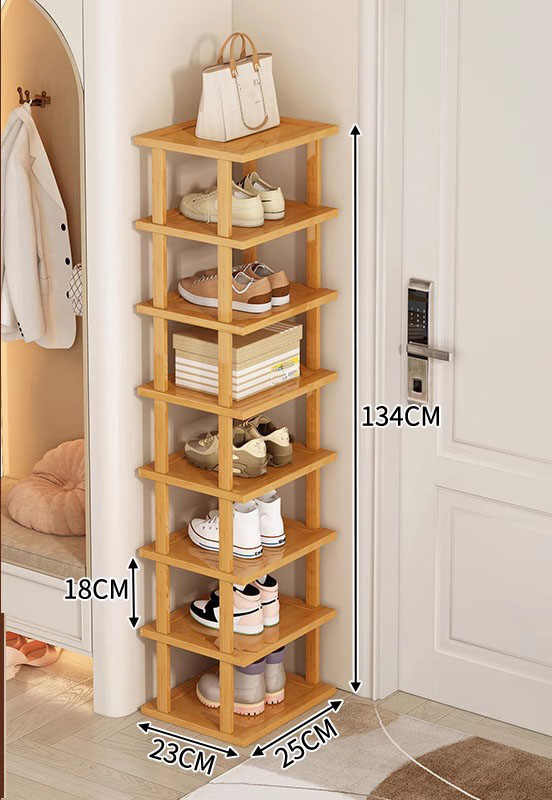 Simple spliced shoe rack - eight layers and 25 lengths