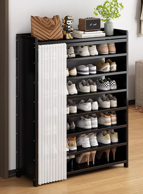 Black curtain shoe rack 8 layers 90cm