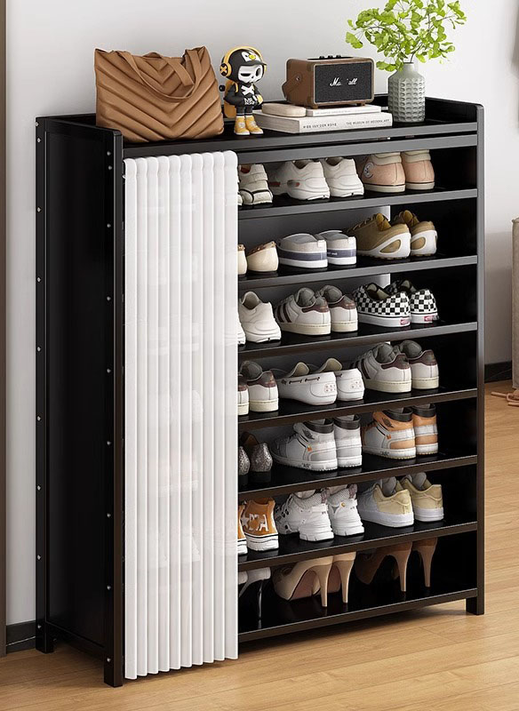 Black cloth curtain shoe rack 8 layers 100cm