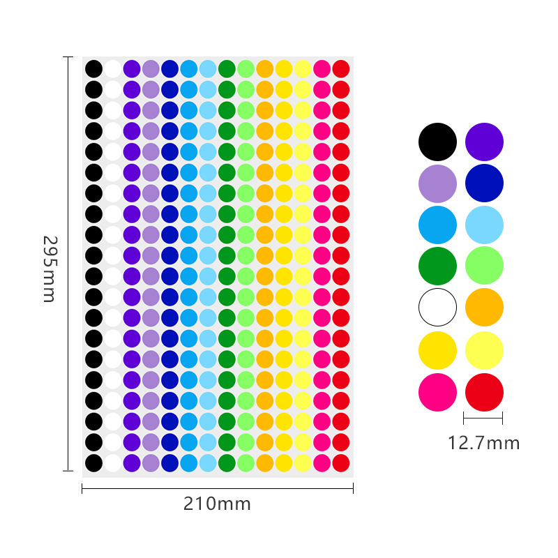 12.7mm 14 colors (280 pieces/sheet)