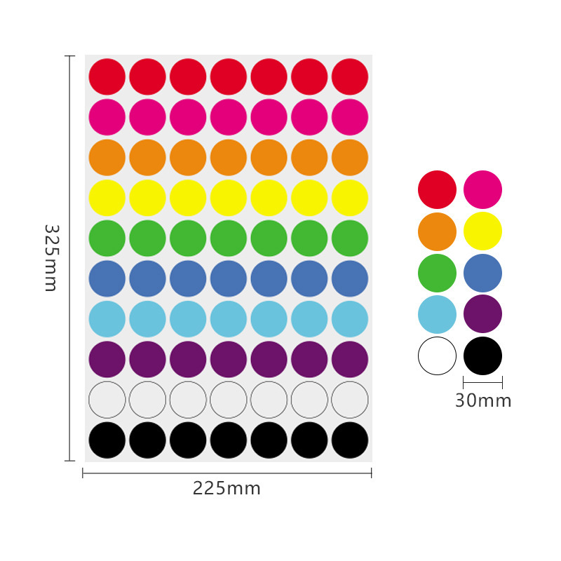 30mm B 10 colors (70 pieces/sheet)