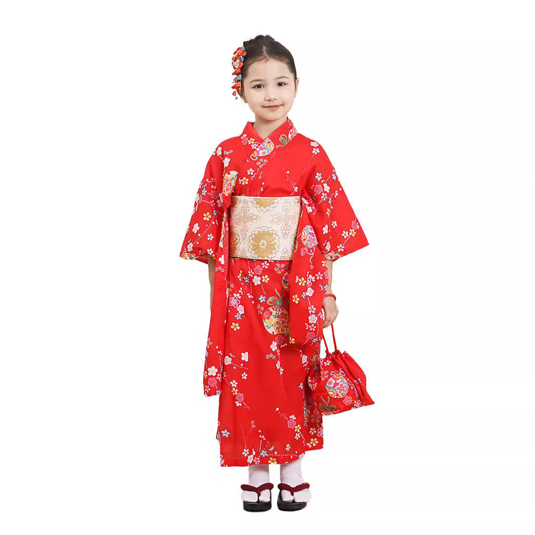 Complete set (Kimono   Belt   Handbag   hair flower)