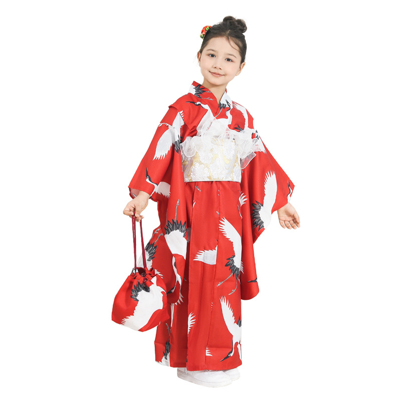 Complete set (Kimono   Belt   Belt   Handbag   hair flower)