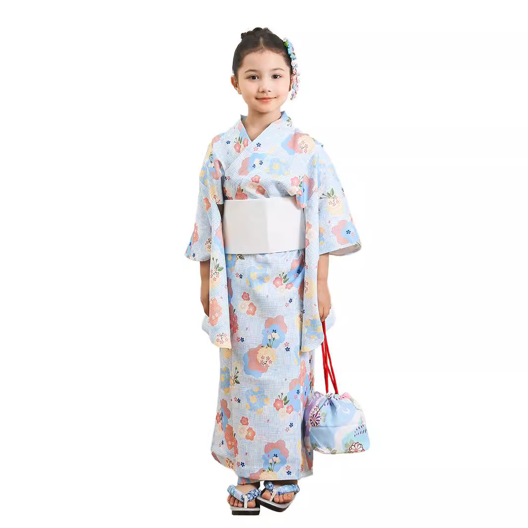 Complete set (Kimono   Belt   Handbag   hair flower)