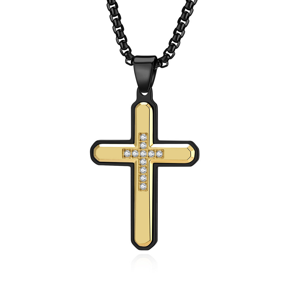 Gold and black pendant + black pearl chain