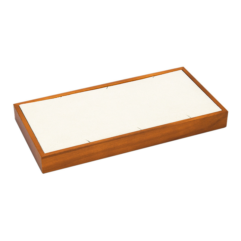 52-Solid wood beige 3-bit necklace tray 22x11x2.3c