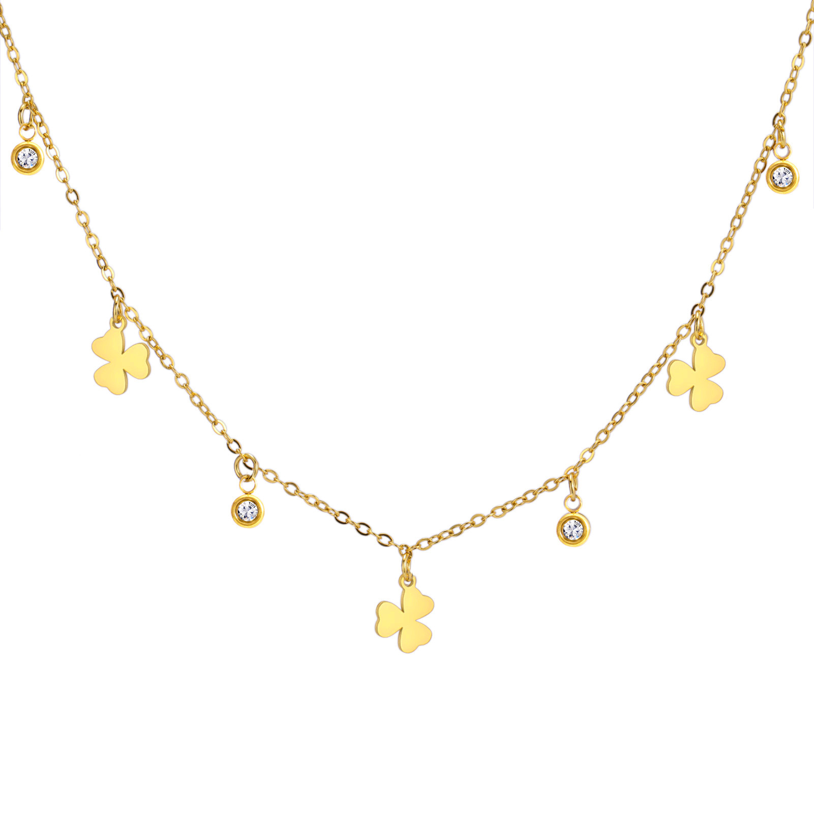 Gold diamond pendant combination chain