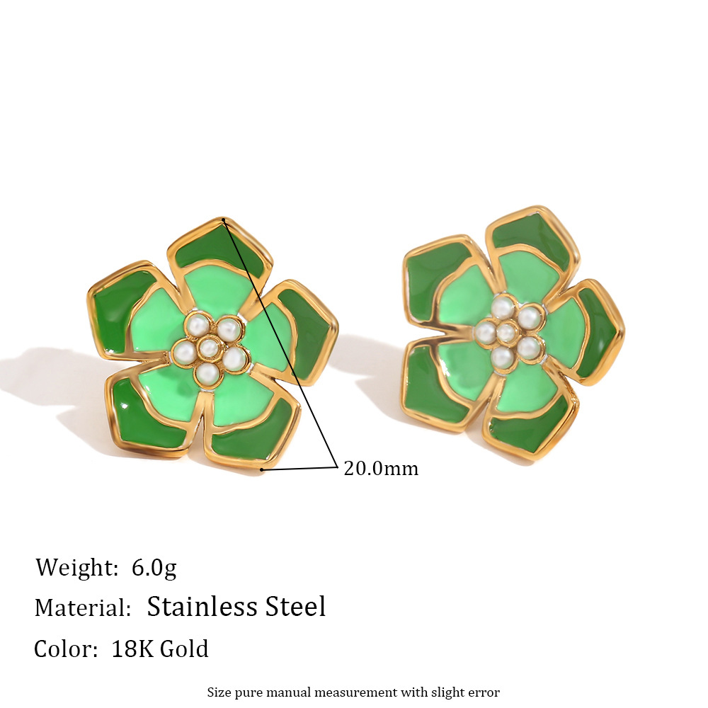 Earrings-gold-double green