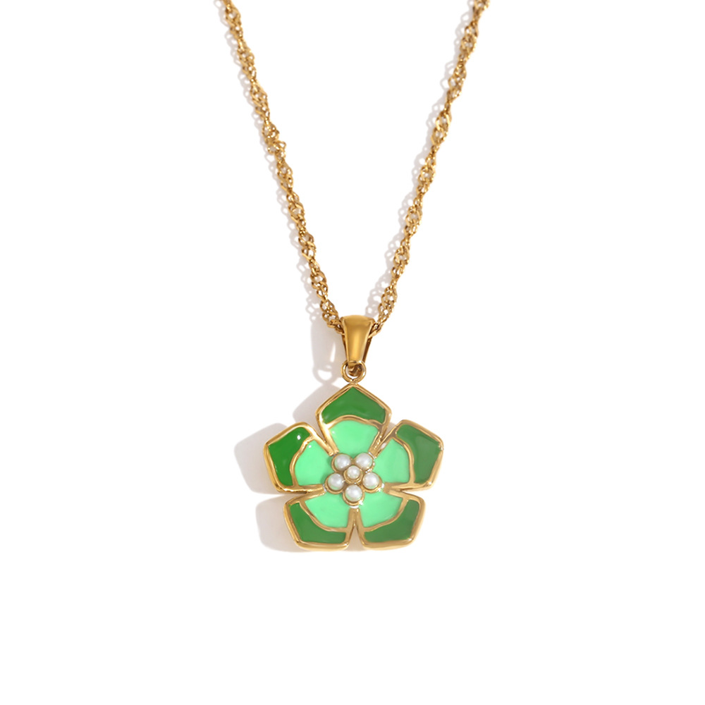 Necklace gold-double green