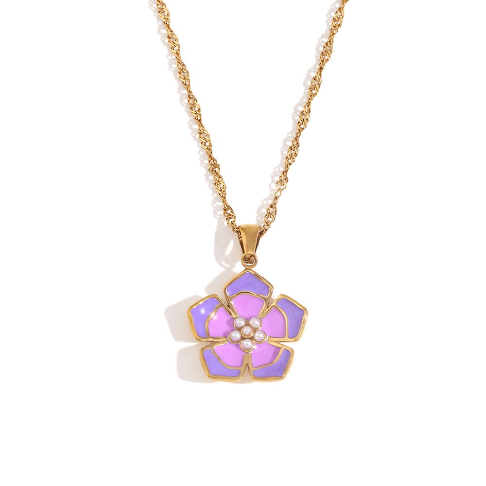 Necklace gold-double purple