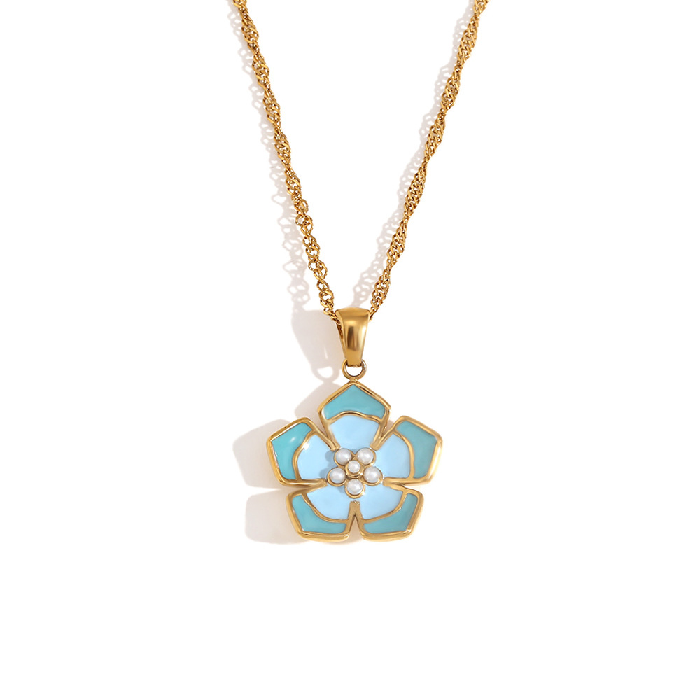 Necklace gold-double blue