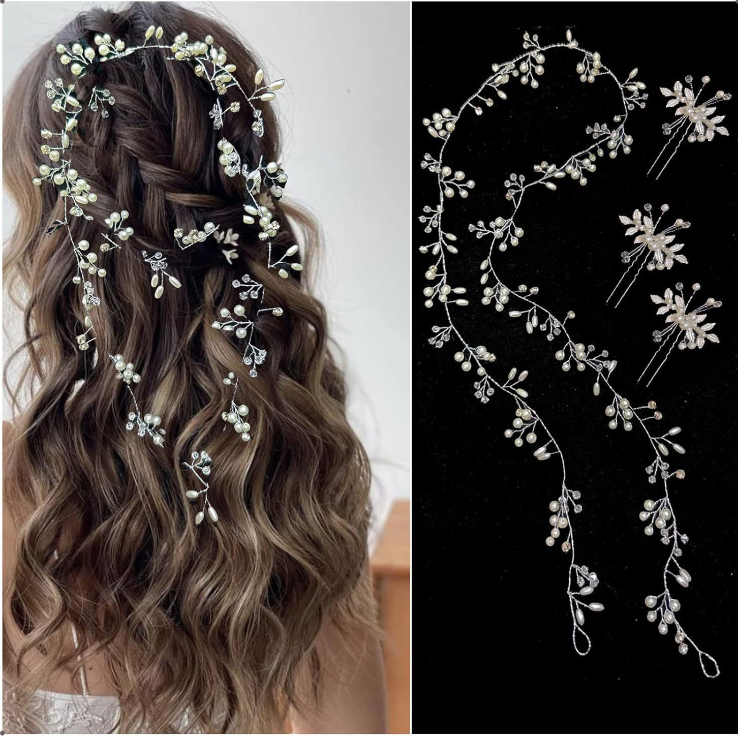 2:Silver 1 m hair ribbon   3 hairpins