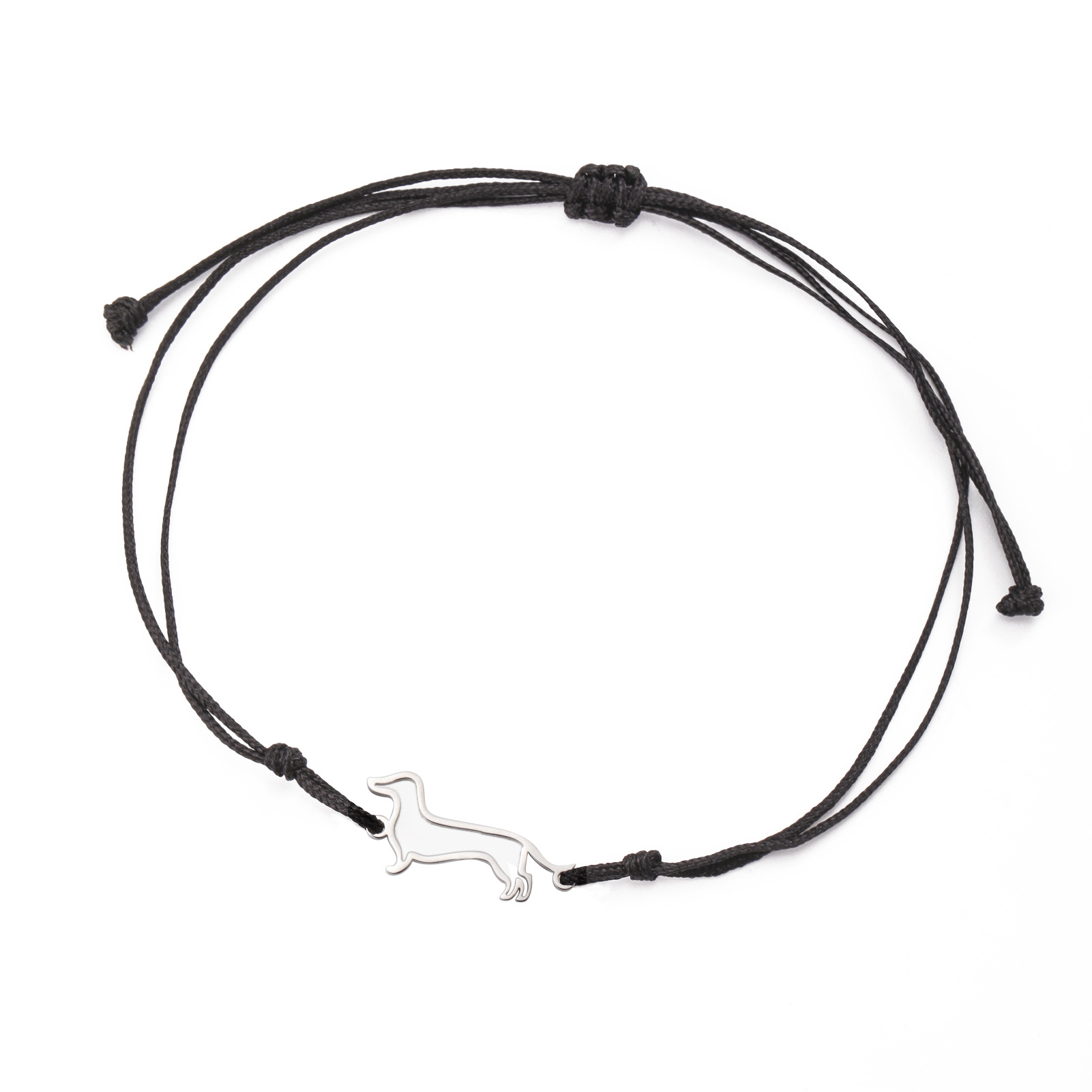 5:Steel colored pendant wax rope bracelet