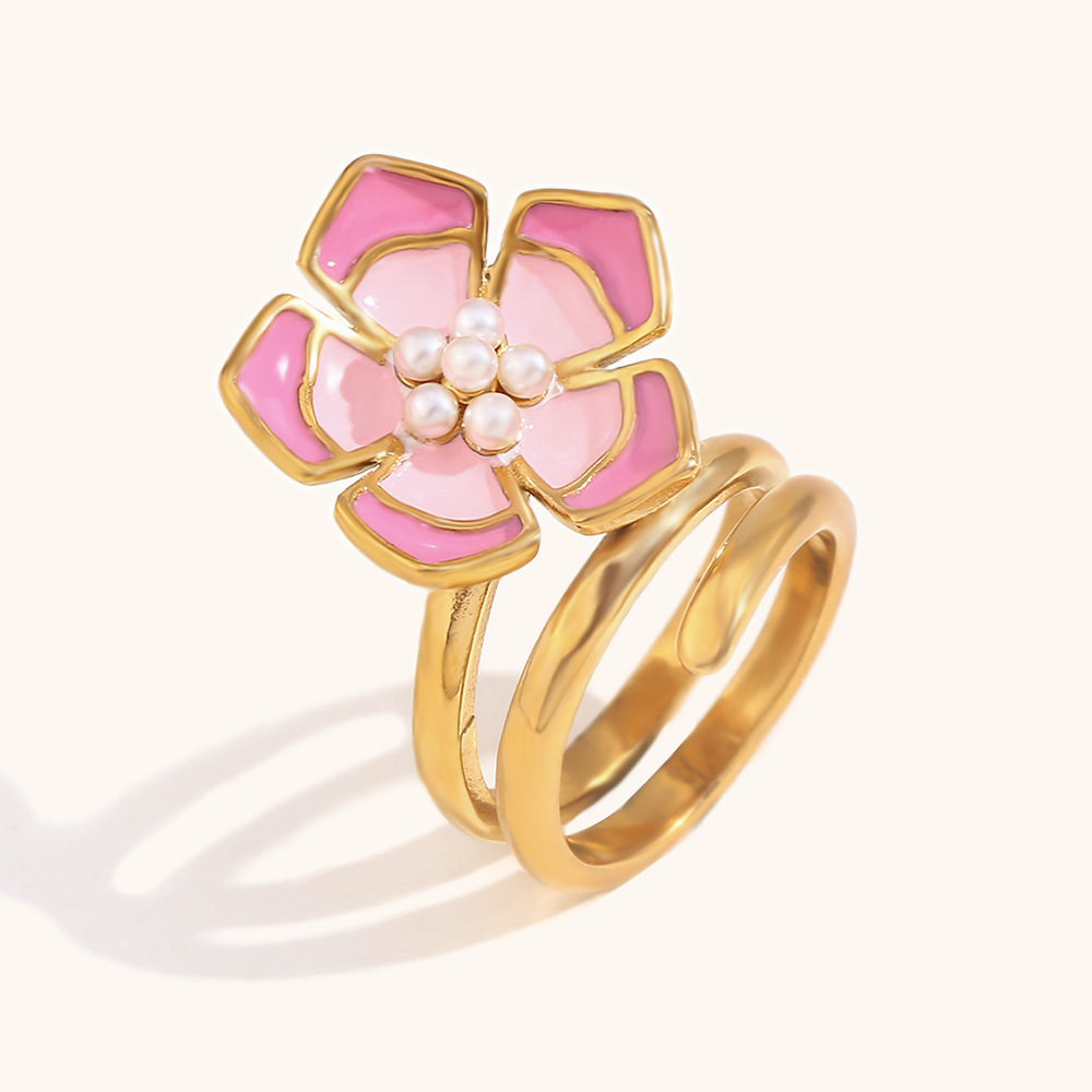 Ring. - Gold. - Double pink