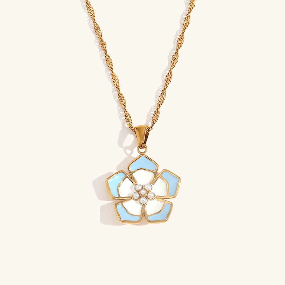 1:Necklace - Gold - blue and white