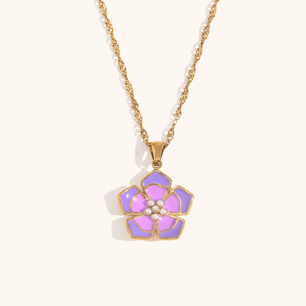 5:Necklace. - Gold. - Double purple