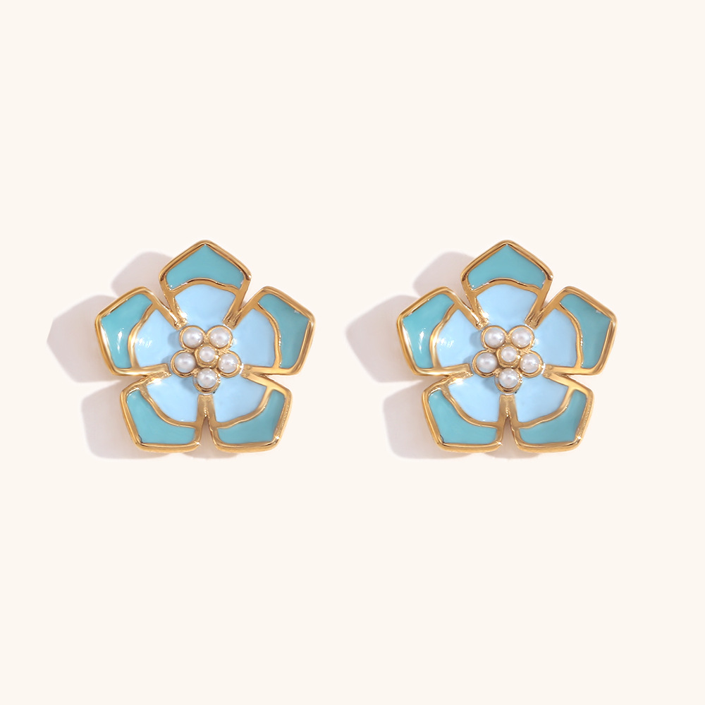 7:Stud earrings - Gold - double blue