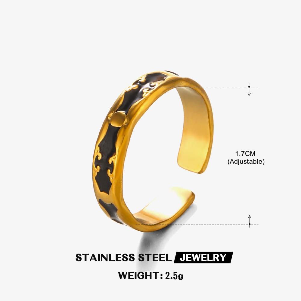 Gold geometric ring - Black