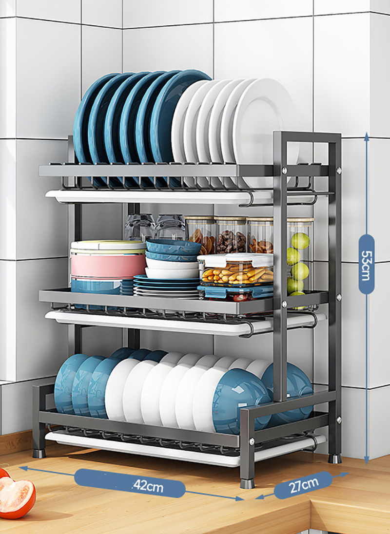 Square tube bowl rack/three-layer black main rack